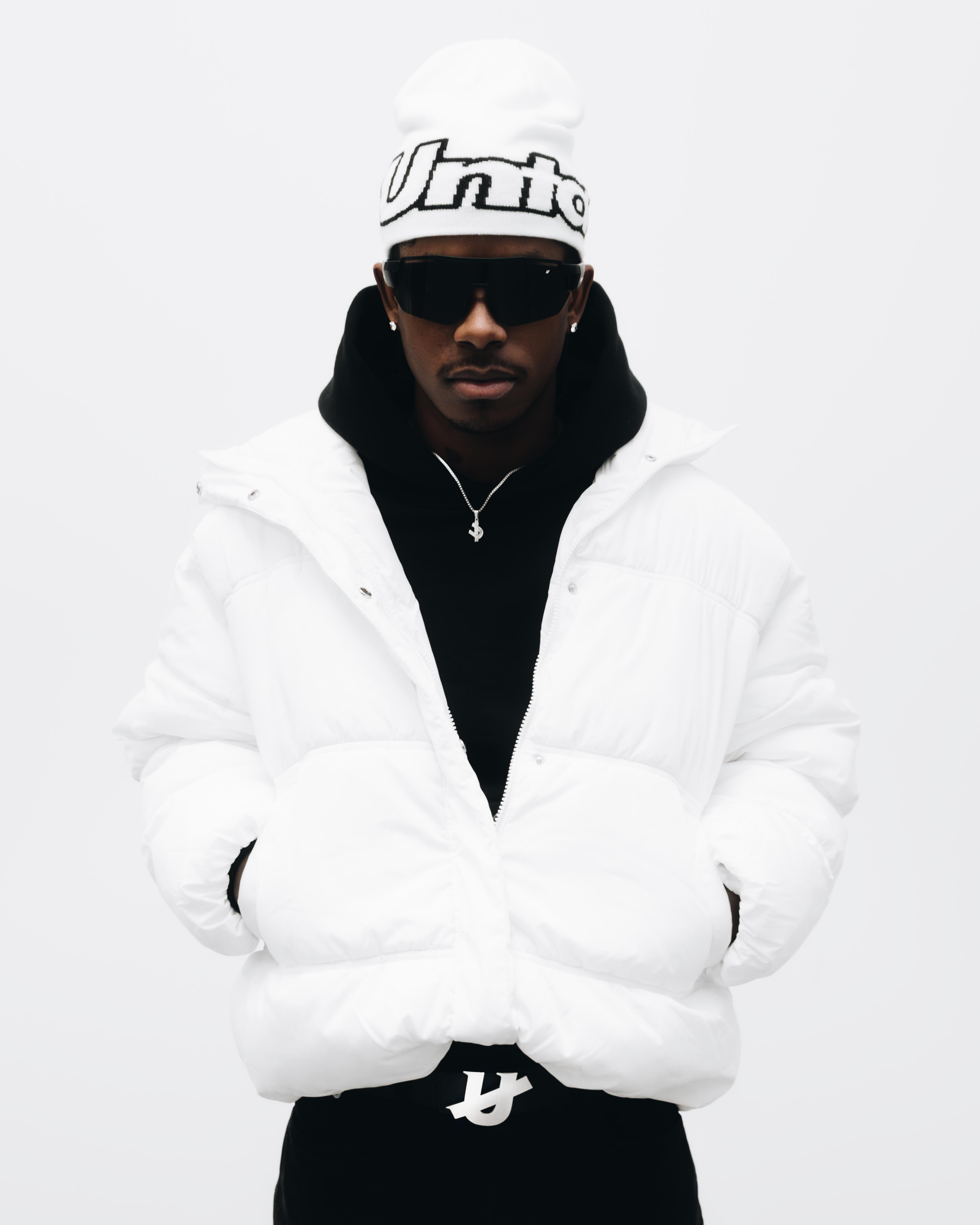 WHITE JACQUARD BEANIE