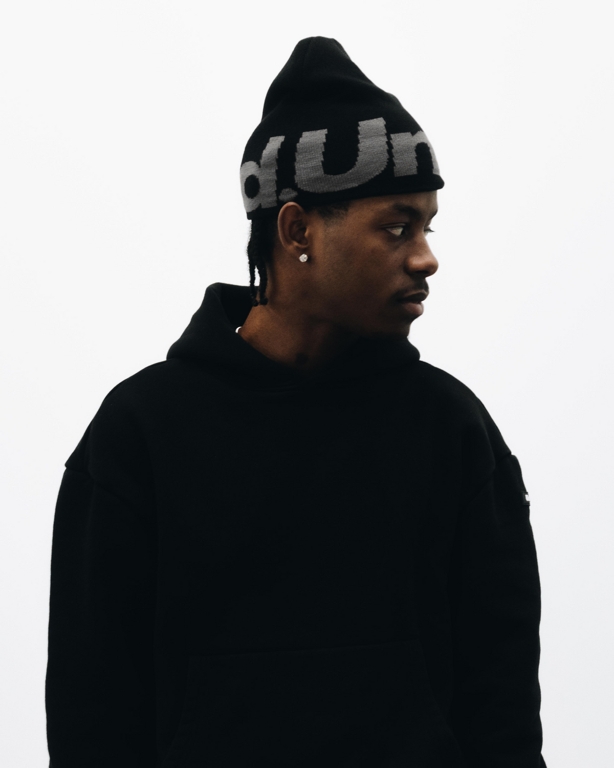 BLK/GREY JACQUARD BEANIE