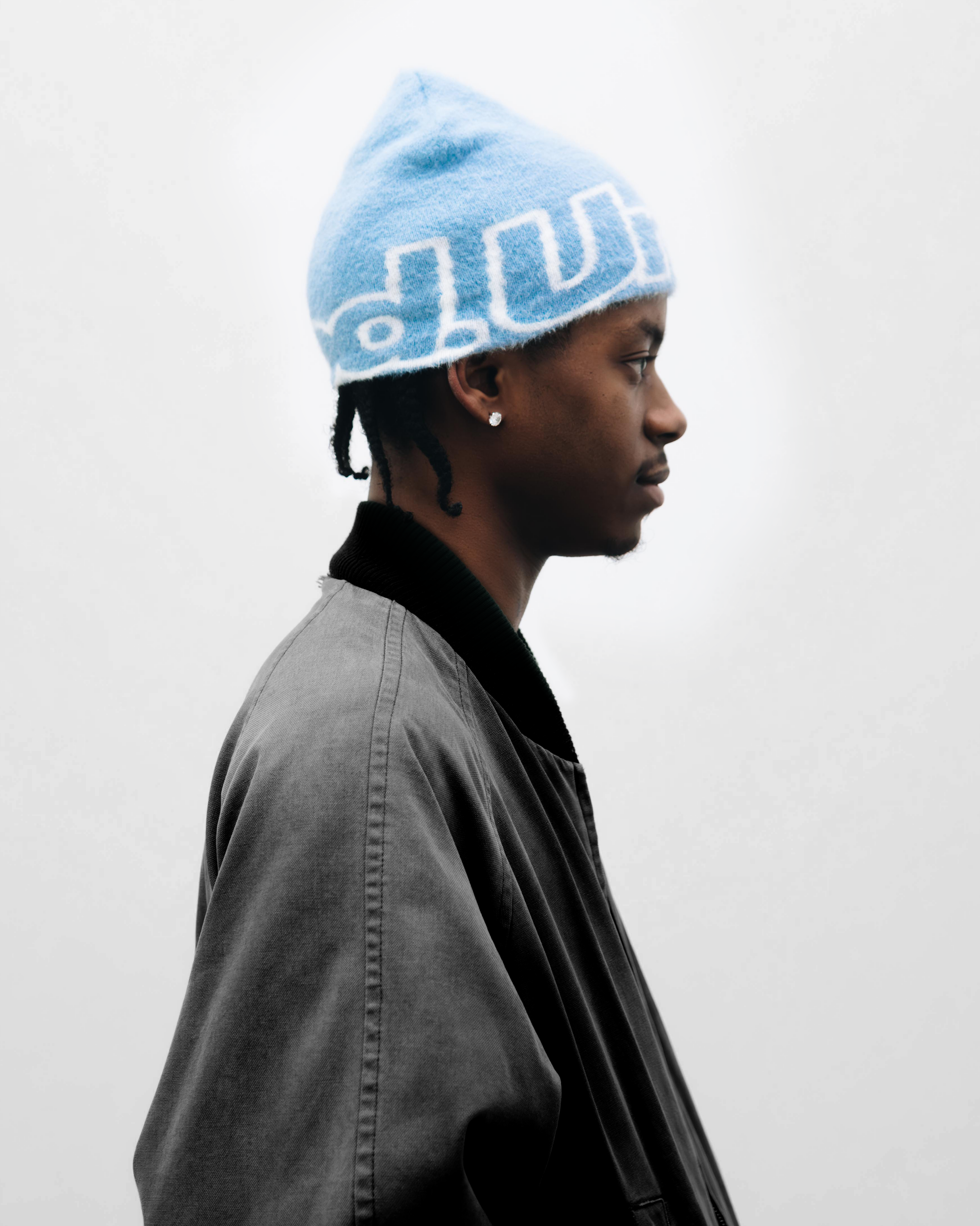 FROZEN BLUE MOHAIR BEANIE